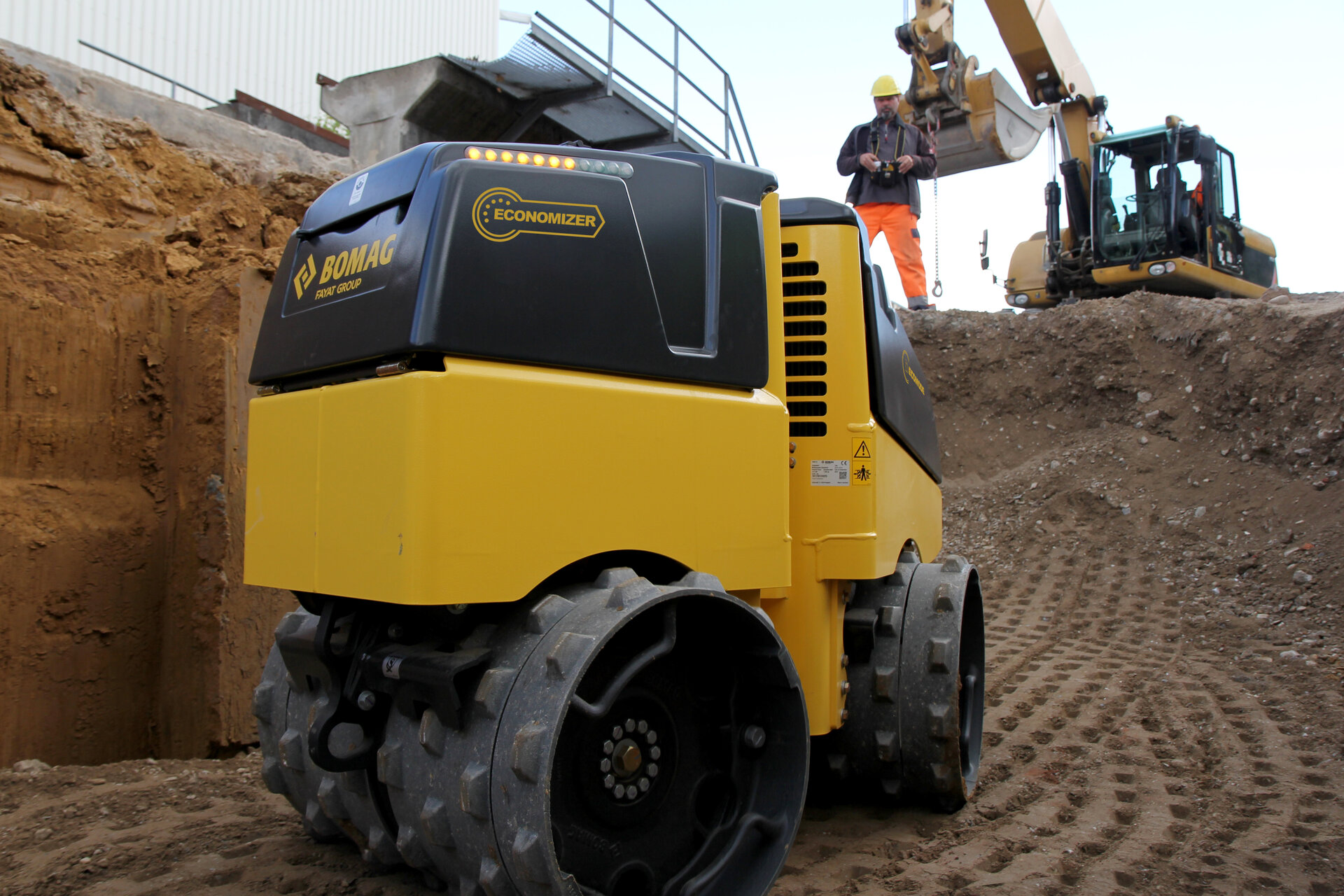 Bomag remote controller roller for hire with Green Power Plant Hire